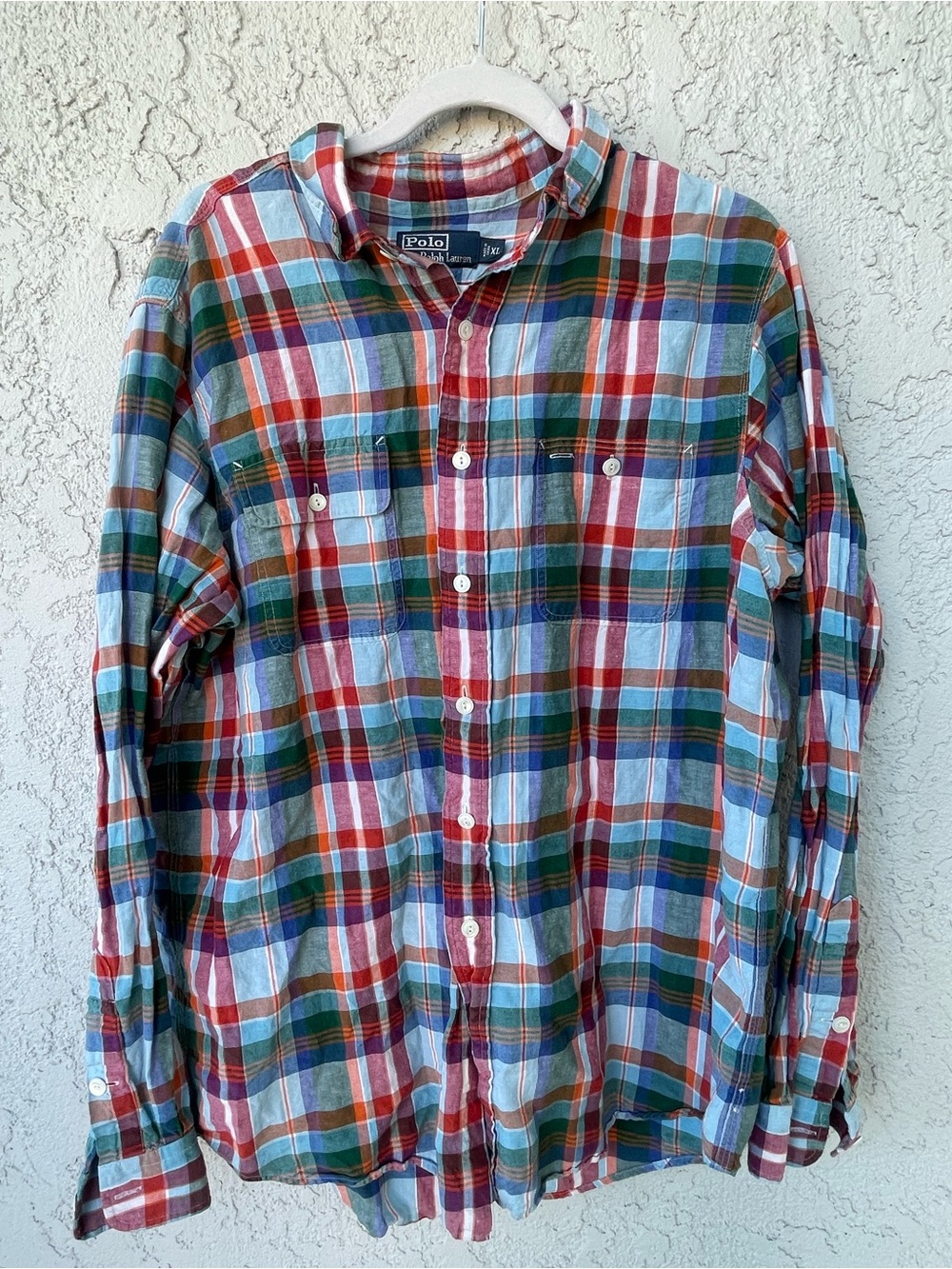 Polo by Ralph Lauren Red, Blue & Green Plaid Button-Down Shirt